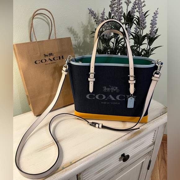 Coach Handbags - Coach Mollie Tote 25 Crossbody 2-Way Denim Ochre New without tags